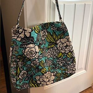 Vera Bradley Turquoise and Black Floral Shoulder Bag